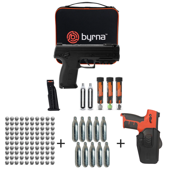 Nakestores LE Bundle Black | Includes Byrna LE Universal Kit + (100) Kinetic Projectiles + (10) 12grams CO2 + Level 2 Holster