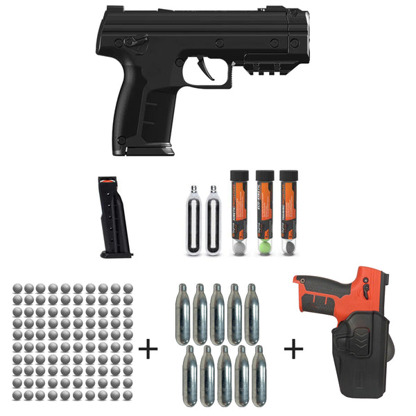 Nakestores LE Bundle Black | Includes Byrna LE Universal Kit + (100) Kinetic Projectiles + (10) 12grams CO2 + Level 2 Holster