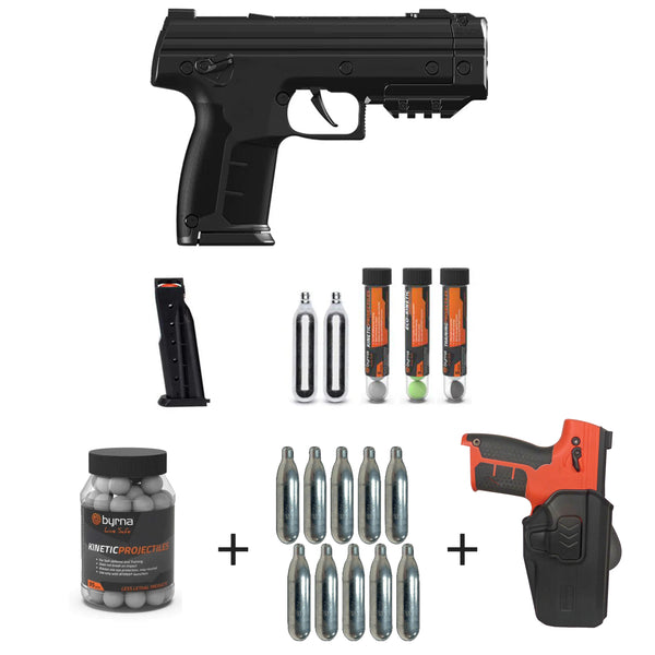 Nakestores LE Bundle Black | Includes Byrna LE Universal Kit + 95 Count Byrna Kinetic Projectiles + (10) 12grams CO2 + Level 2 Holster