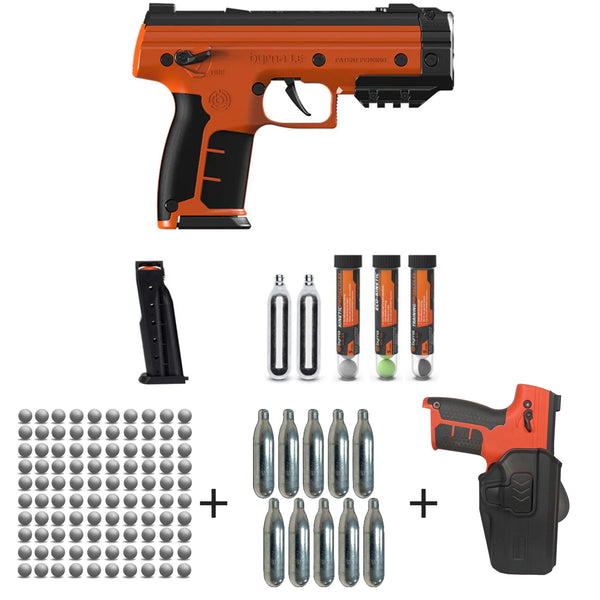 Nakestores LE Bundle Orange - Includes Byrna LE Universal Kit + (100) Kinetic Projectiles + (10) 12grams CO2 +  Level 2 Holster