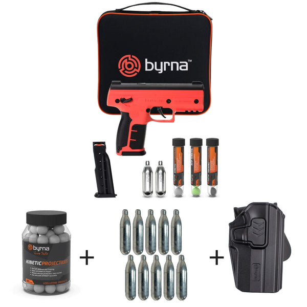 Nakestores SD Bundle Orange | Includes Byrna SD Universal Kit + 95 Count Byrna Kinetic Projectiles + 10-count Byrna 8grams CO2