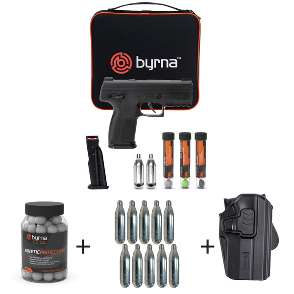 Nakestores SD Bundle Black | Includes Byrna SD Universal Kit + 95 Count Byrna Kinetic Projectiles + 10-count Byrna 8grams CO2