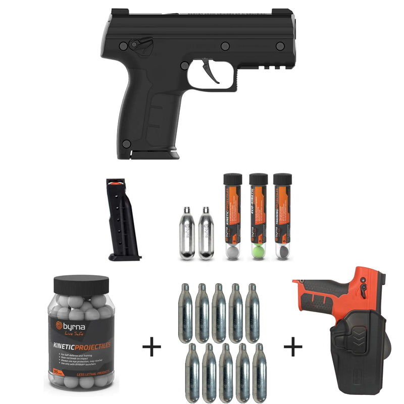 Nakestores SD Bundle Black | Includes Byrna SD Universal Kit + 95 Count Byrna Kinetic Projectiles + 10-count 8grams CO2 + SD Level 2 Holster