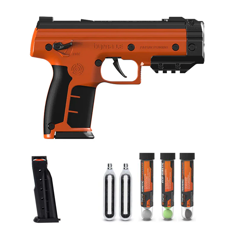 Nakestores LE Bundle Orange - Includes Byrna LE Universal Kit + (100) Kinetic Projectiles + (10) 12grams CO2 +  Level 2 Holster