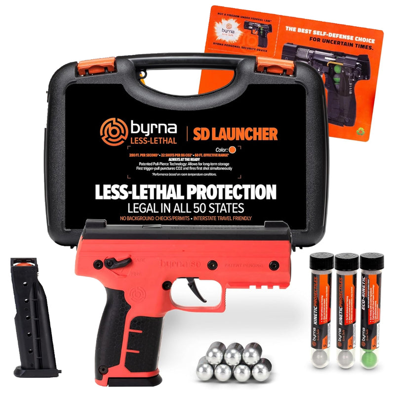 Nakestores SD Bundle Orange | Includes Byrna SD Universal Kit + 95 Count Byrna Kinetic Projectiles + 10-count 8grams CO2 + SD Level 2 Holster