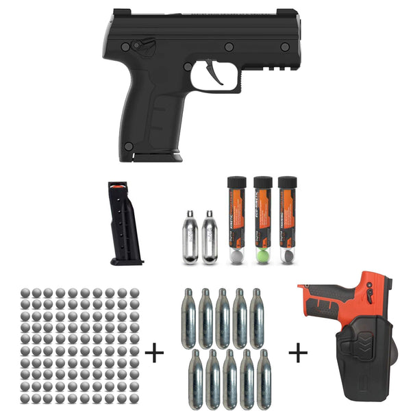 Nakestores SD Bundle Black | Includes Byrna SD Universal Kit + 100 Count Kinetic Projectiles + 10-count 8grams CO2 + SD Level 2 Holster