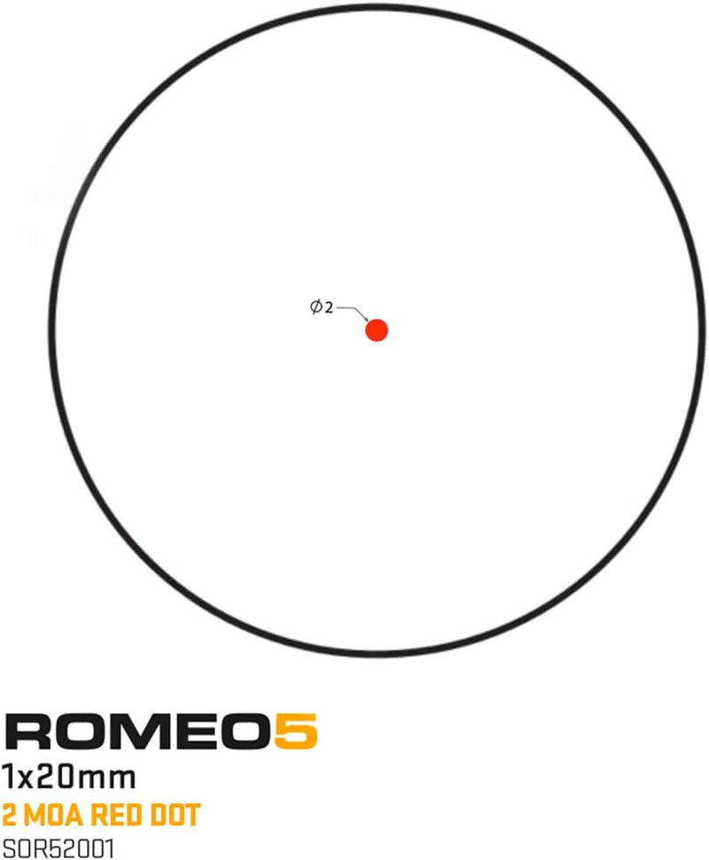 ROMEO5 1X20mm Tactical Shooting Durable Waterproof Fogproof Illuminated 2 MOA Red Dot Reticle Launcher Sight | Picatinny Mount Included