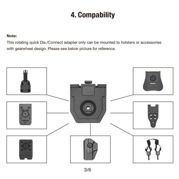 Snap to Click Quick Install Mount Rotating Duty Belt and Molle Adapter