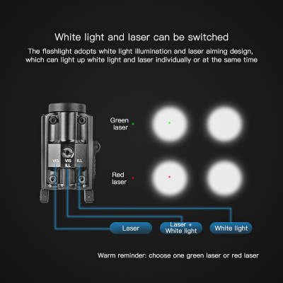 Divalite 800lm LED Tactical Flashlight & Green Laser Combo Fits All ...