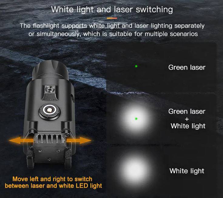 DivaLite Green Laser Light Combo Tactical Led Flash Light For Byrna Launchers 1500 Lumens Powerful light with Magnetic Charging and Easy Clip On